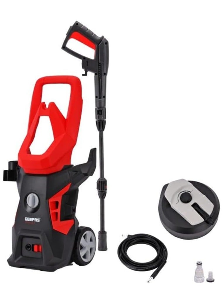 Geepas Toolz 140 Bar High Pressure Washer- GPW1814-240 Carbon Brush Motor, 1800 W, 7.0 L/Min Maximum Flow Includes Spray Gun With Adjustable Nozzle, 5 M Cord, Hose, Patio Kit