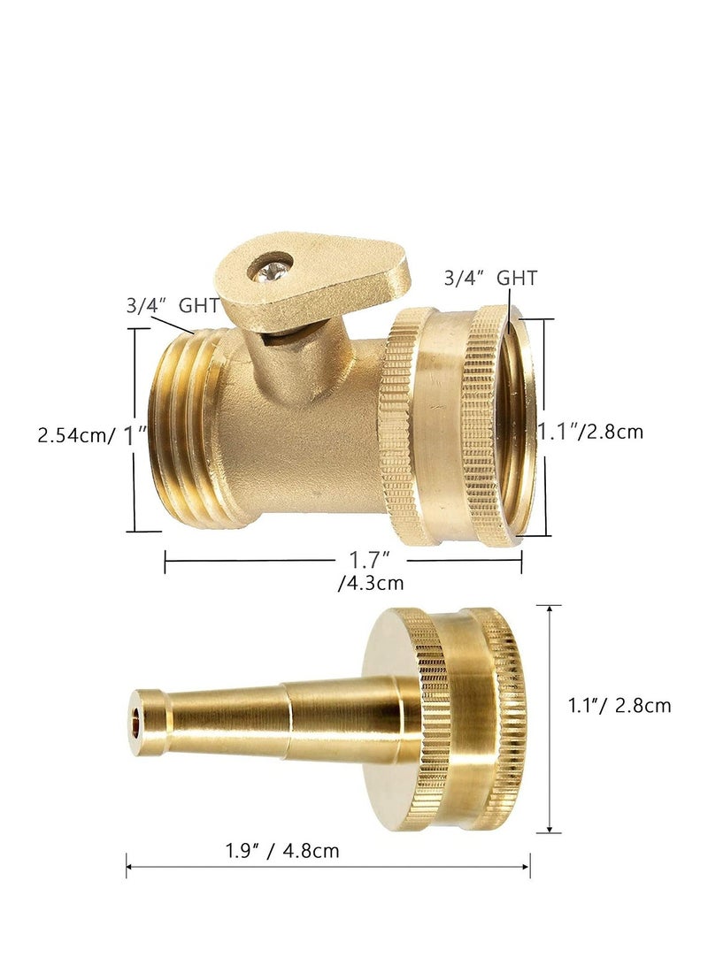 Jet Nozzle High Pressure Hose - Water Sprayer with Garden Shutoff Valve Solid Brass Heavy Duty 3/4
