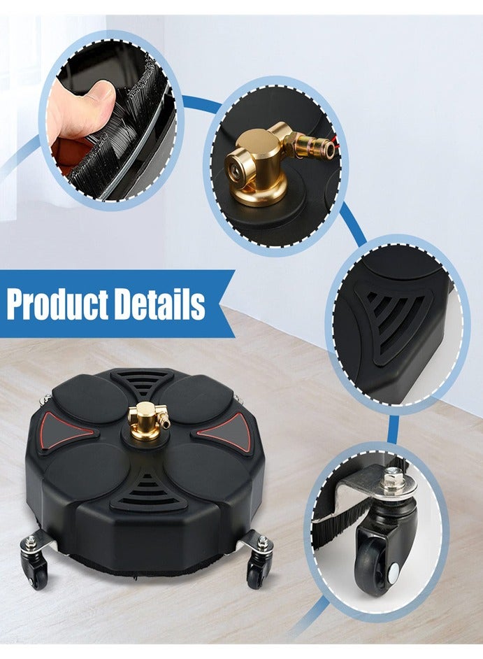 13 Inch Round Pressure Scrubber, Patio Cleaner, Floor Scrubber Surface Cleaning Brush for Adapter 1/4 Quick Release Pressure Washer