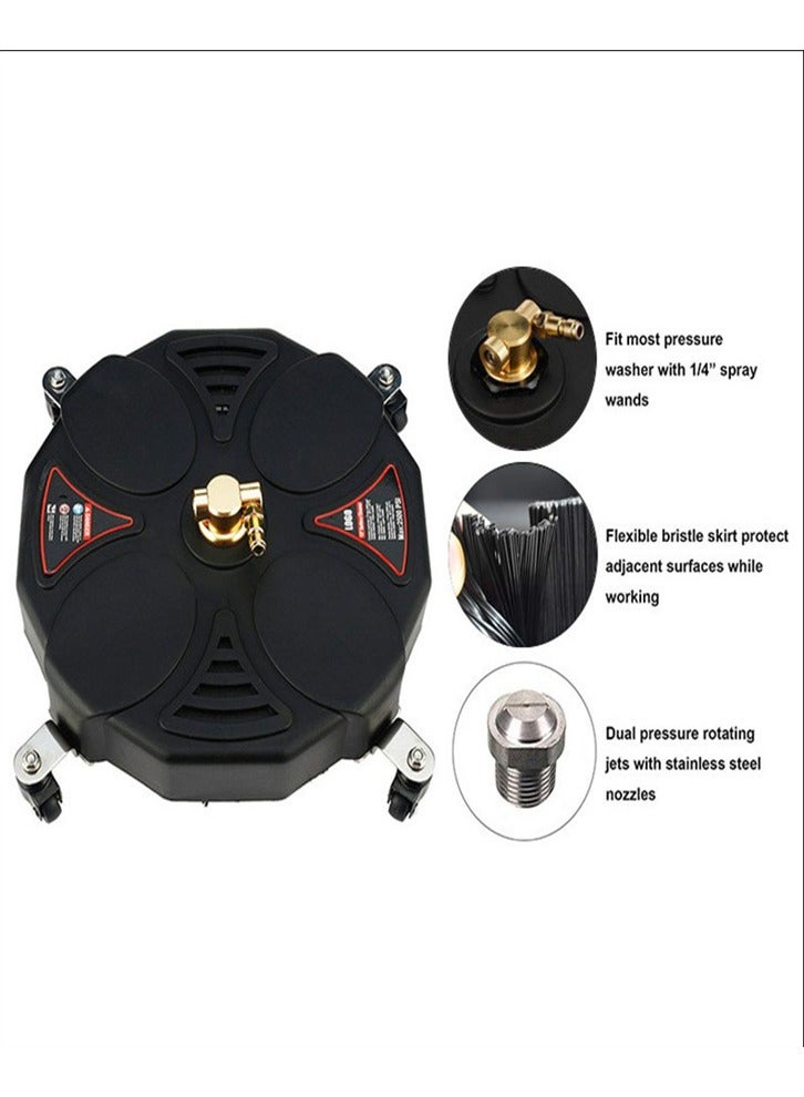 13 Inch Round Pressure Scrubber, Patio Cleaner, Floor Scrubber Surface Cleaning Brush for Adapter 1/4 Quick Release Pressure Washer