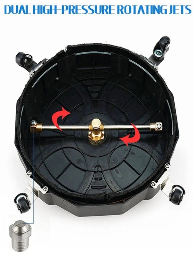 13 Inch Round Pressure Scrubber, Patio Cleaner, Floor Scrubber Surface Cleaning Brush for Adapter 1/4 Quick Release Pressure Washer