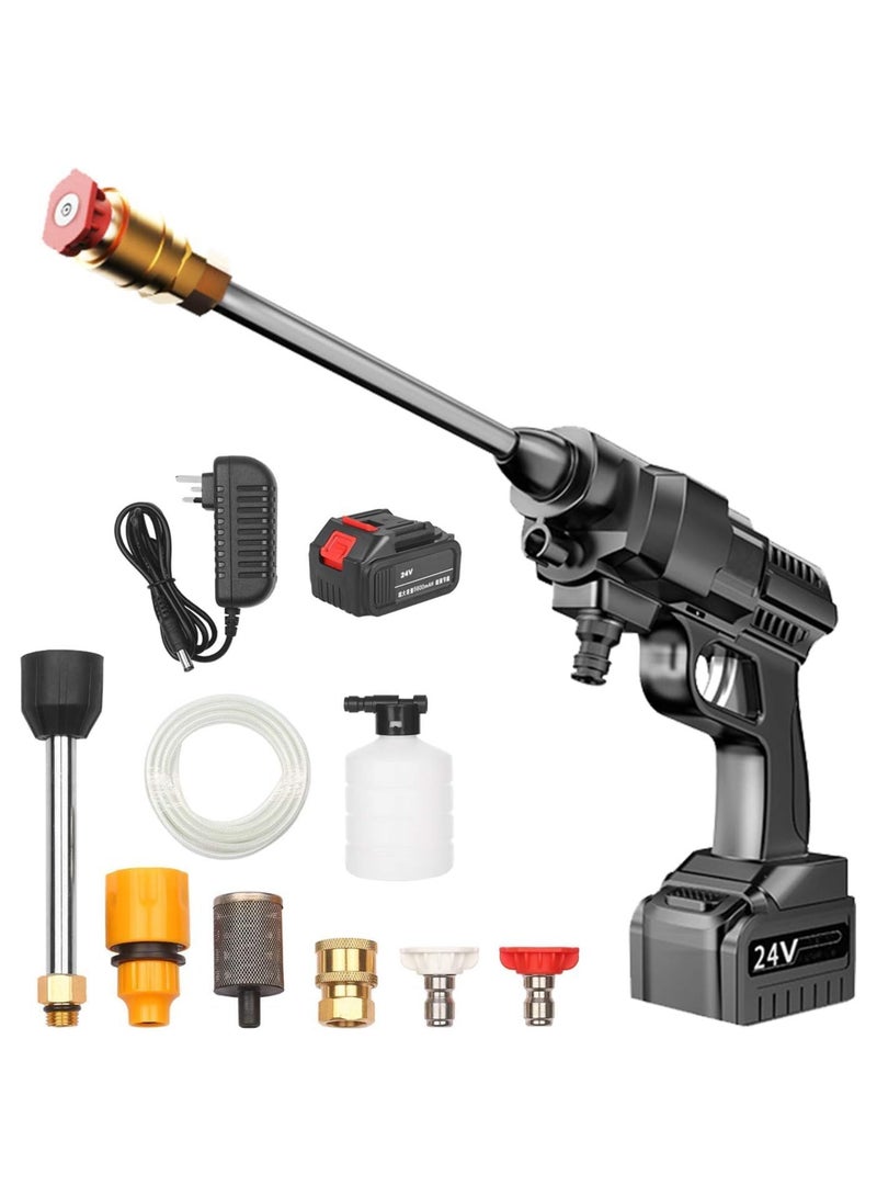 24V High Pressure Washer, Car Washing Machine, Cordless Portable Electric Water High Pressure Washer Gun, Used for Floor Cleaning of Car Washes and Garden Watering