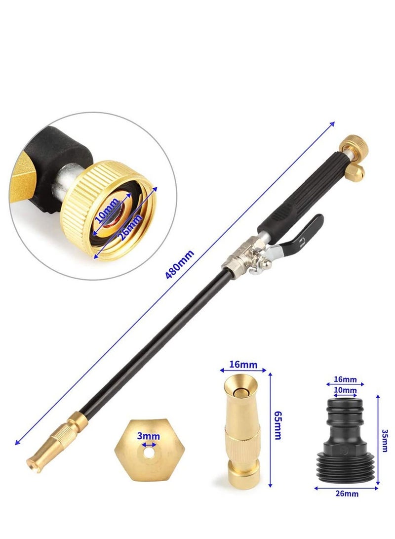 High Pressure Power Washer for Garden Hose, Portable Washing Wand Water Gun with 3 Hose Nozzle Black for Car Washing, Outdoor Window and Garden Hose