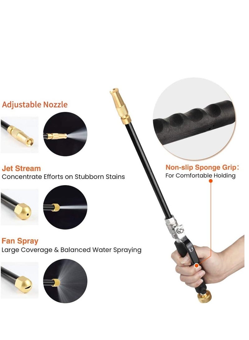 High Pressure Power Washer for Garden Hose, Portable Washing Wand Water Gun with 3 Hose Nozzle Black for Car Washing, Outdoor Window and Garden Hose