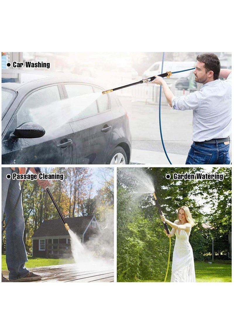 High Pressure Power Washer for Garden Hose, Portable Washing Wand Water Gun with 3 Hose Nozzle Black for Car Washing, Outdoor Window and Garden Hose
