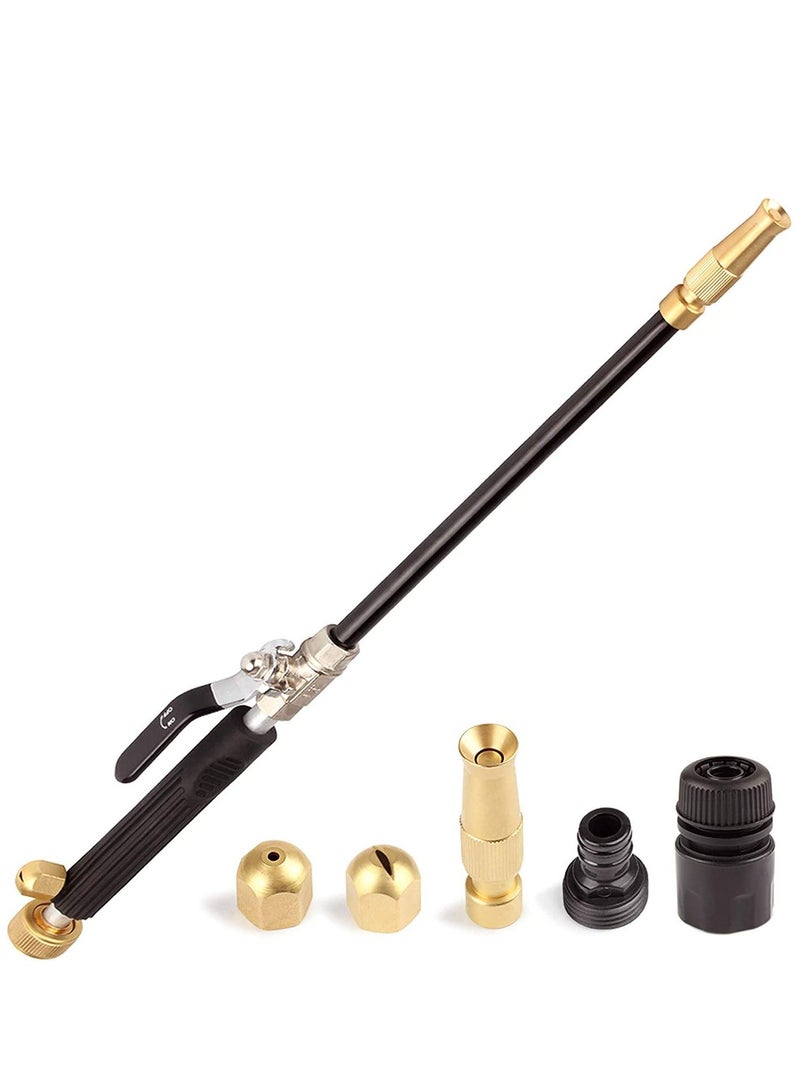 High Pressure Power Washer for Garden Hose, Portable Washing Wand Water Gun with 3 Hose Nozzle Black for Car Washing, Outdoor Window and Garden Hose