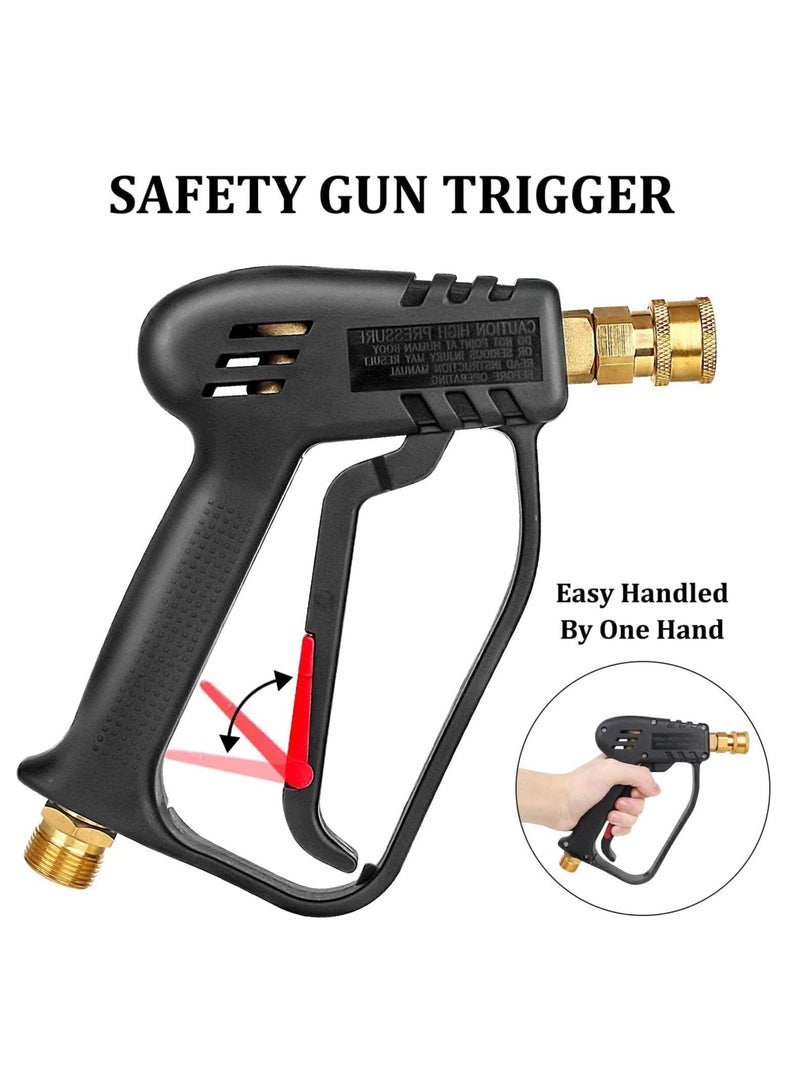 4000 PSI Pressure Washer Gun with 5 Interchangeable Spray Nozzles, Jet Washing Gun with 1/4 Inch Quick Connection and M22 Coupling