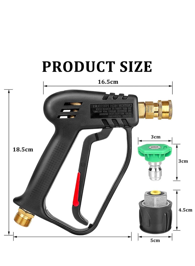 4000 PSI Pressure Washer Gun with 5 Interchangeable Spray Nozzles, Jet Washing Gun with 1/4 Inch Quick Connection and M22 Coupling