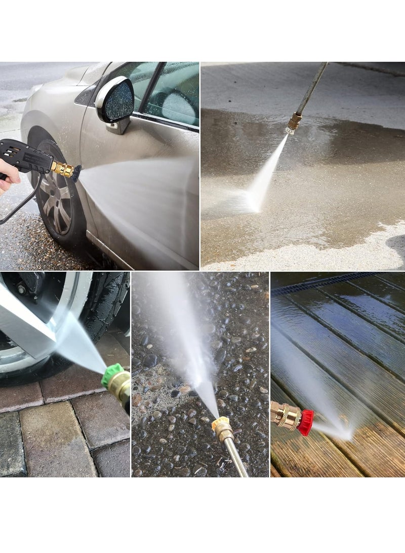 4000 PSI Pressure Washer Gun with 5 Interchangeable Spray Nozzles, Jet Washing Gun with 1/4 Inch Quick Connection and M22 Coupling