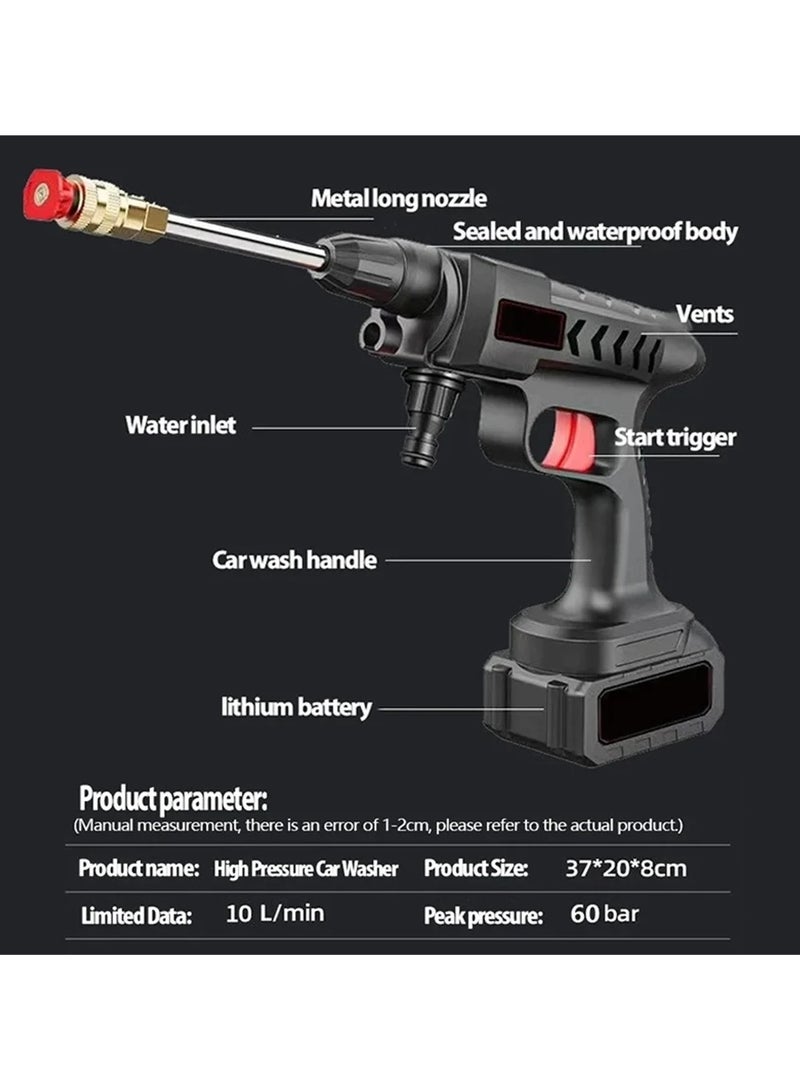 Commercial Wireless High Pressure Car Washing Machine Portable Electric Car Washing Spray Gun Household High Pressure Car Washing Water Gun