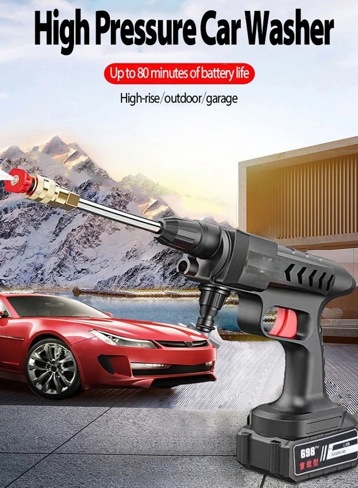 Commercial Wireless High Pressure Car Washing Machine Portable Electric Car Washing Spray Gun Household High Pressure Car Washing Water Gun