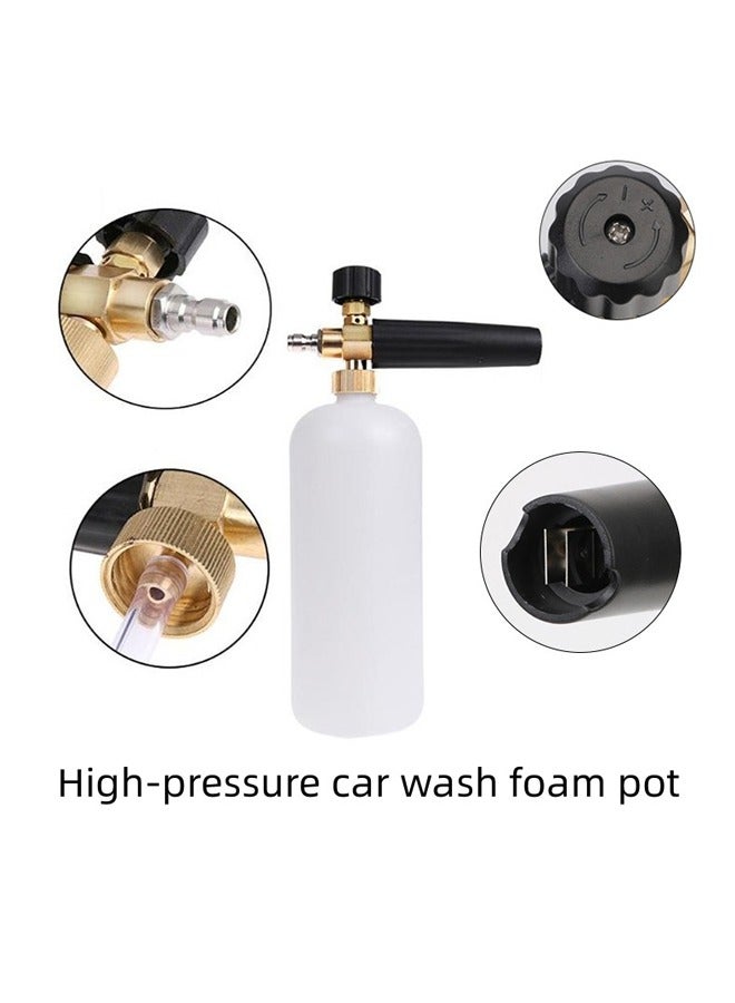 Foam Cannon with 1/4 Inch Quick Connector, 1 Liter, 5 Pressure Washer Nozzle Tips，High Pressure Car Wash Foam Pot