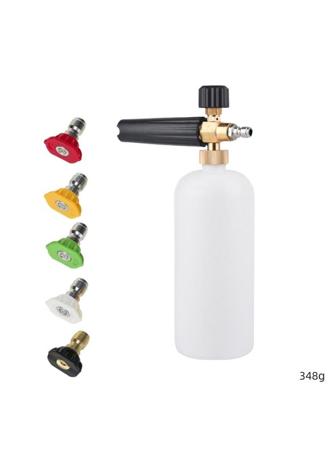 Foam Cannon with 1/4 Inch Quick Connector, 1 Liter, 5 Pressure Washer Nozzle Tips，High Pressure Car Wash Foam Pot