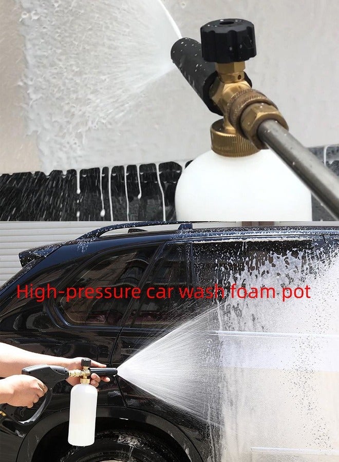Foam Cannon with 1/4 Inch Quick Connector, 1 Liter, 5 Pressure Washer Nozzle Tips，High Pressure Car Wash Foam Pot