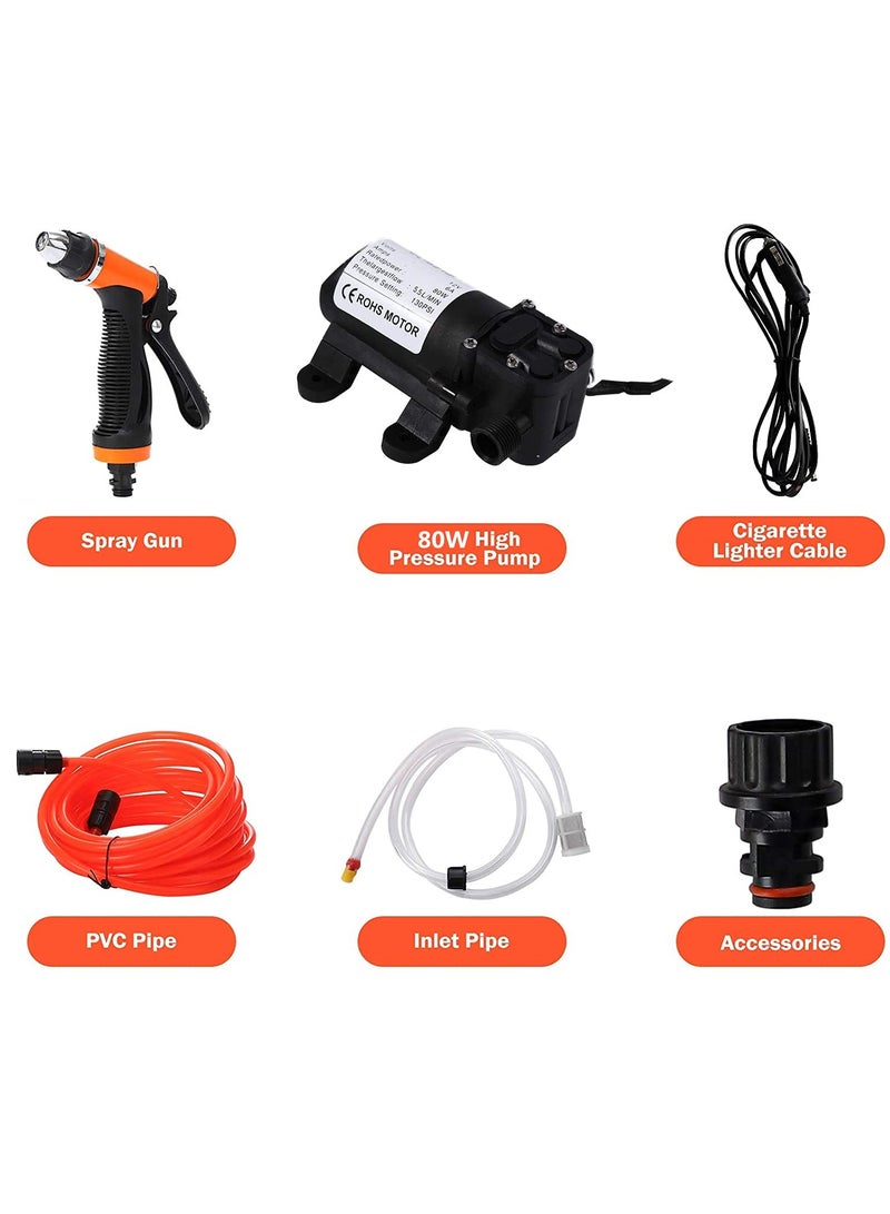 Electrical Car Wash Pump 12V DC Portable High Pressure Self priming Quick Car Water Pump Washer Kit 80W Handheld Car Cleaning Device Powerful and Versatile Cleaning Solution for Home and Car Use