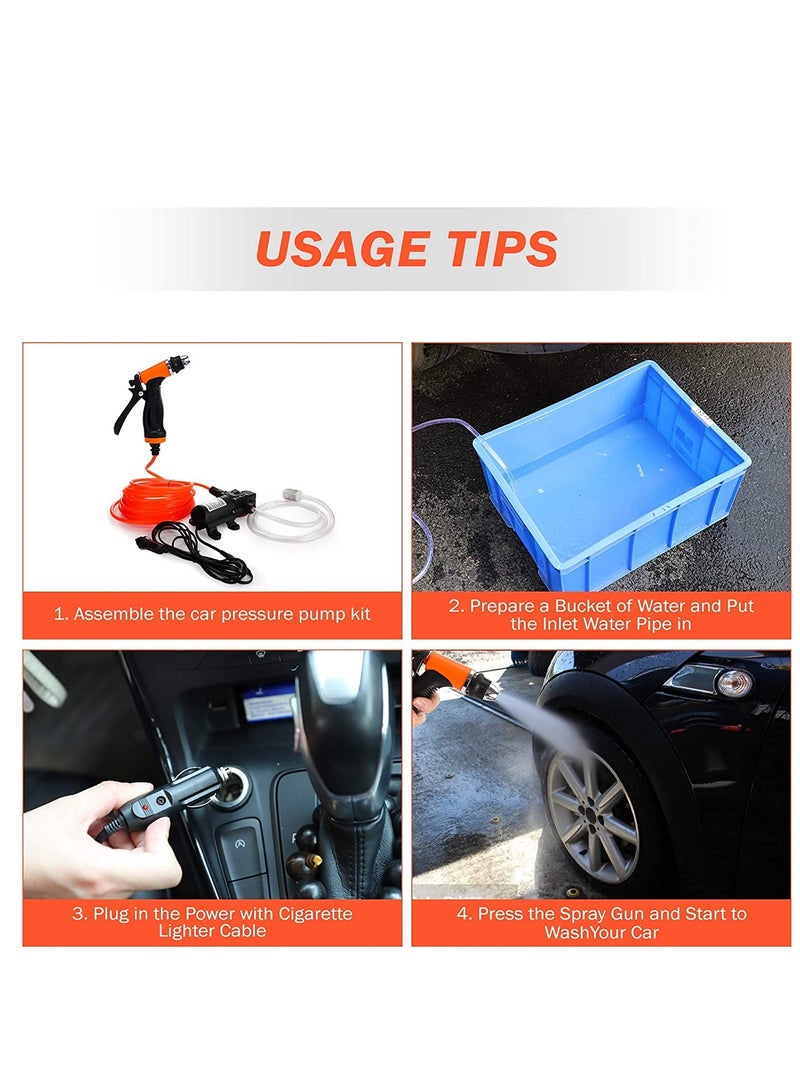 Electrical Car Wash Pump 12V DC Portable High Pressure Self priming Quick Car Water Pump Washer Kit 80W Handheld Car Cleaning Device Powerful and Versatile Cleaning Solution for Home and Car Use