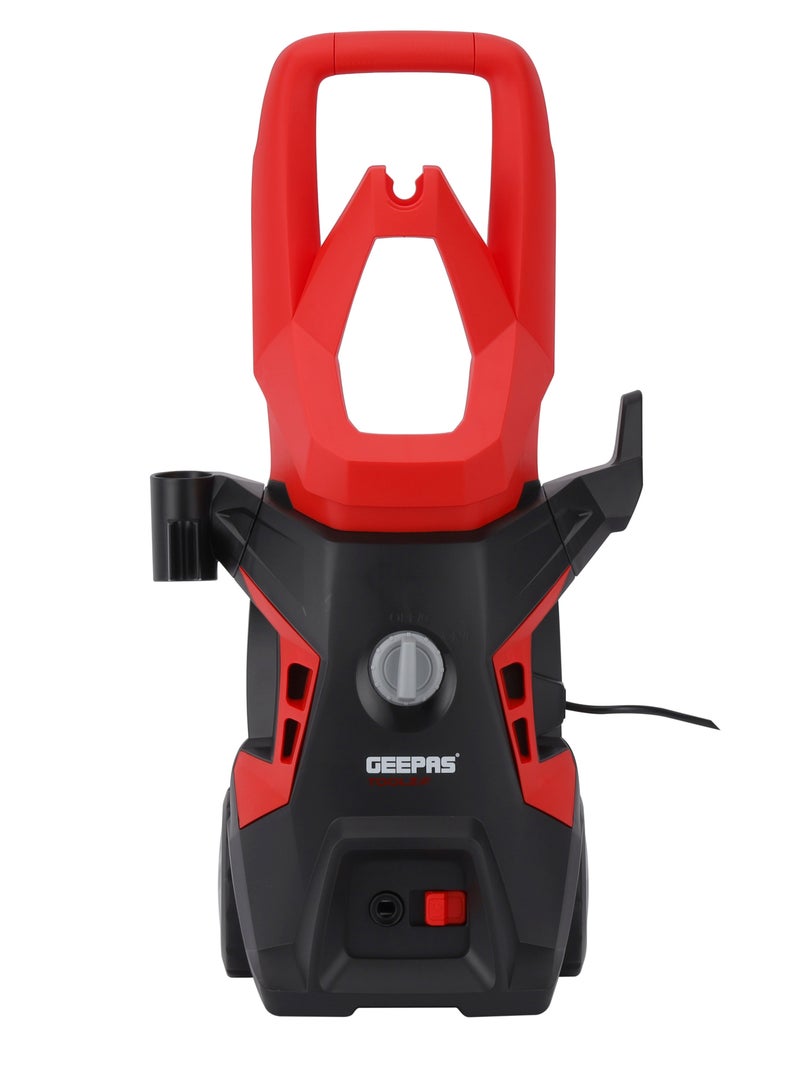Geepas High Pressure Washer 140 bar| Carbon Brush Motor 1800 W| 7.0 L/min Maximum Flow| Includes Spray Gun with Adjustable Nozzle, 5 M Cord, Hose, Patio Kit| Removing Dust, Mud, Dirt| GPW1814-240