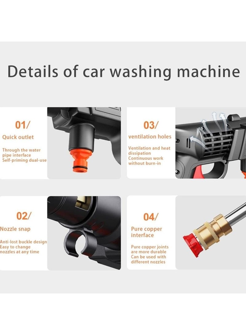 Cordless Portable Washer 24V Electric High Pressure Cleaner Machine 200W 30Bar Lithium Handheld Car Cleaning Device With Foam Generator Nozzle Water Pump