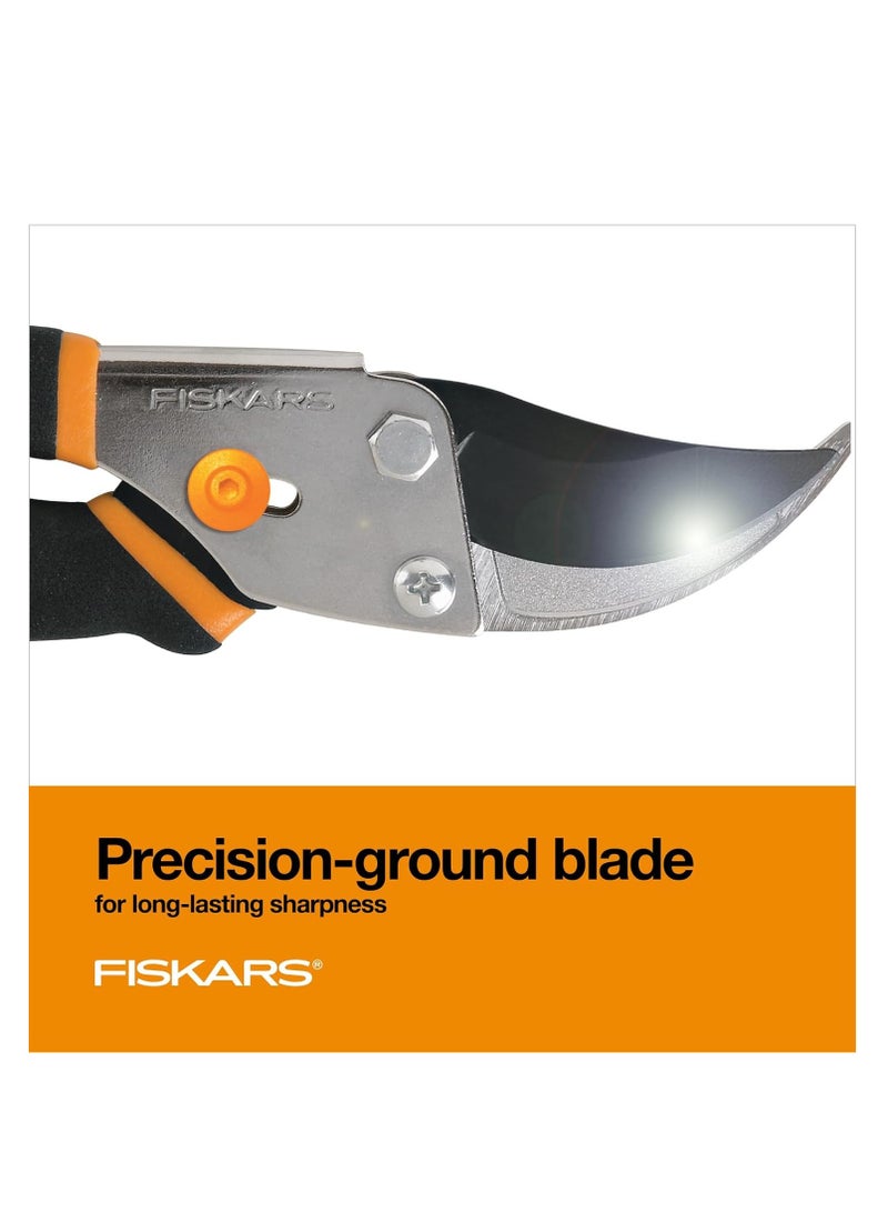 Fiskars Bypass Pruning Shears 5/8” Garden Clippers - Plant Cutting Scissors with Sharp Precision-Ground Steel Blade