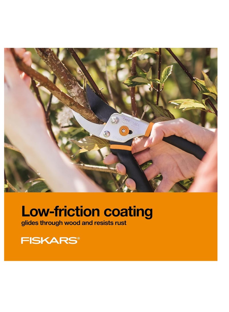 Fiskars Bypass Pruning Shears 5/8” Garden Clippers - Plant Cutting Scissors with Sharp Precision-Ground Steel Blade