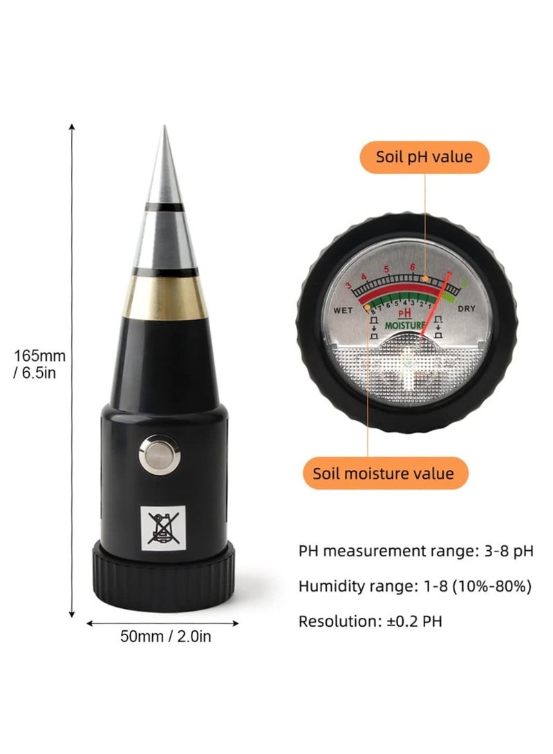 2-in-1 Soil Moisture and pH Meter, Acidity Humidity Tester with Metal Sensor Probe, pH Hygrometer for Garden Planting