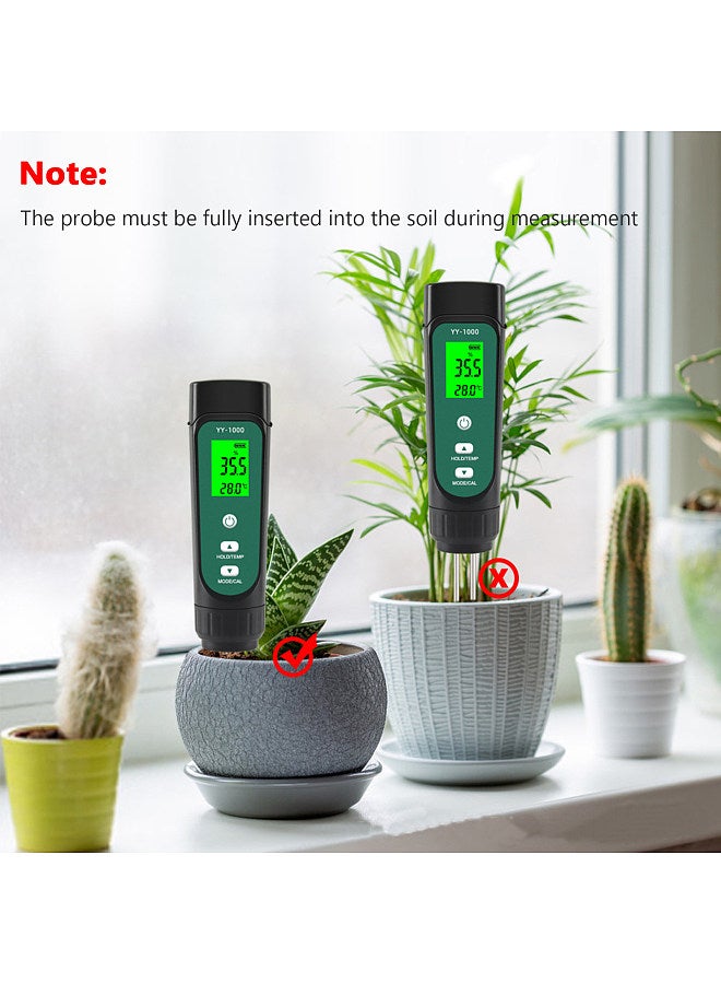 Soil Tester for Soil Moisture Temperature and Conductivity Measures Garden Farm Lawn Indoor Outdoor Plant Care