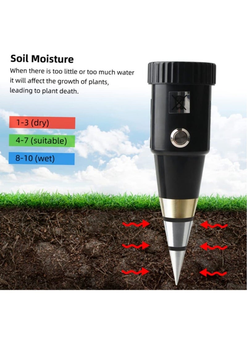 2-in-1 Soil Moisture and pH Meter, Acidity Humidity Tester with Metal Sensor Probe, pH Hygrometer for Garden Planting