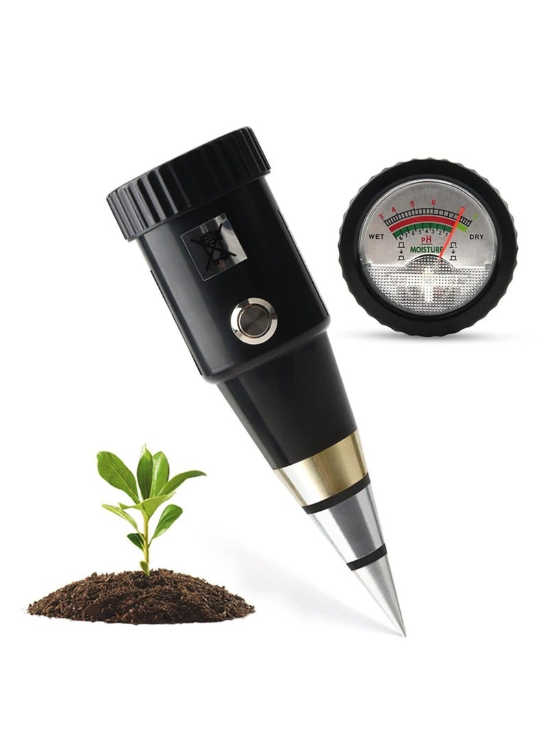 2-in-1 Soil Moisture and pH Meter, Acidity Humidity Tester with Metal Sensor Probe, pH Hygrometer for Garden Planting