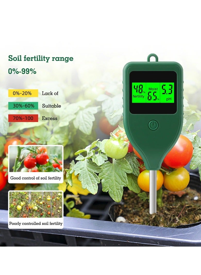 Soil pH Meter, Moisture Meter, and Fertility Tester 3-in-1 Soil Moisture Test Detector for Indoor Planting, Potted Plants, and Lawn in Farm and Garden