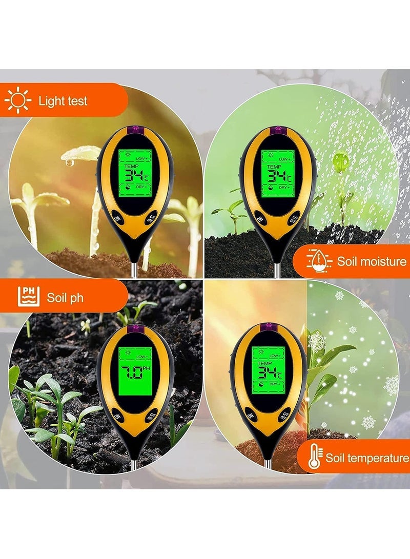 Moisture Meter, Plant Water Monitor 4-in-1 with pH Tester Meter, Gardening Tool Kits for Plant Care, Great for Garden, Lawn, Farm, Indoor & Outdoor Use