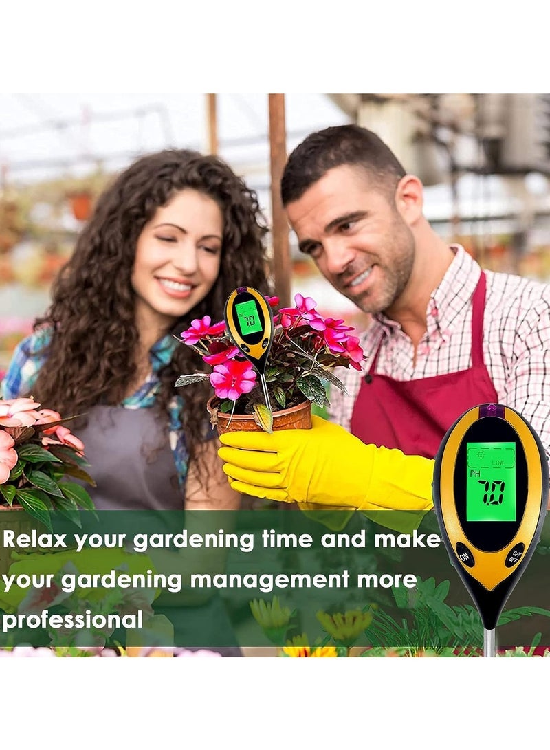 Moisture Meter, Plant Water Monitor 4-in-1 with pH Tester Meter, Gardening Tool Kits for Plant Care, Great for Garden, Lawn, Farm, Indoor & Outdoor Use