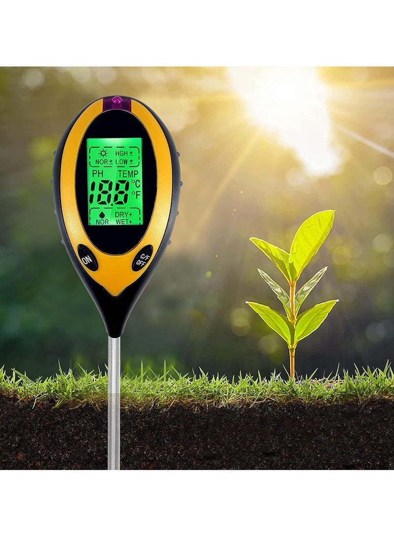 Moisture Meter, Plant Water Monitor 4-in-1 with pH Tester Meter, Gardening Tool Kits for Plant Care, Great for Garden, Lawn, Farm, Indoor & Outdoor Use