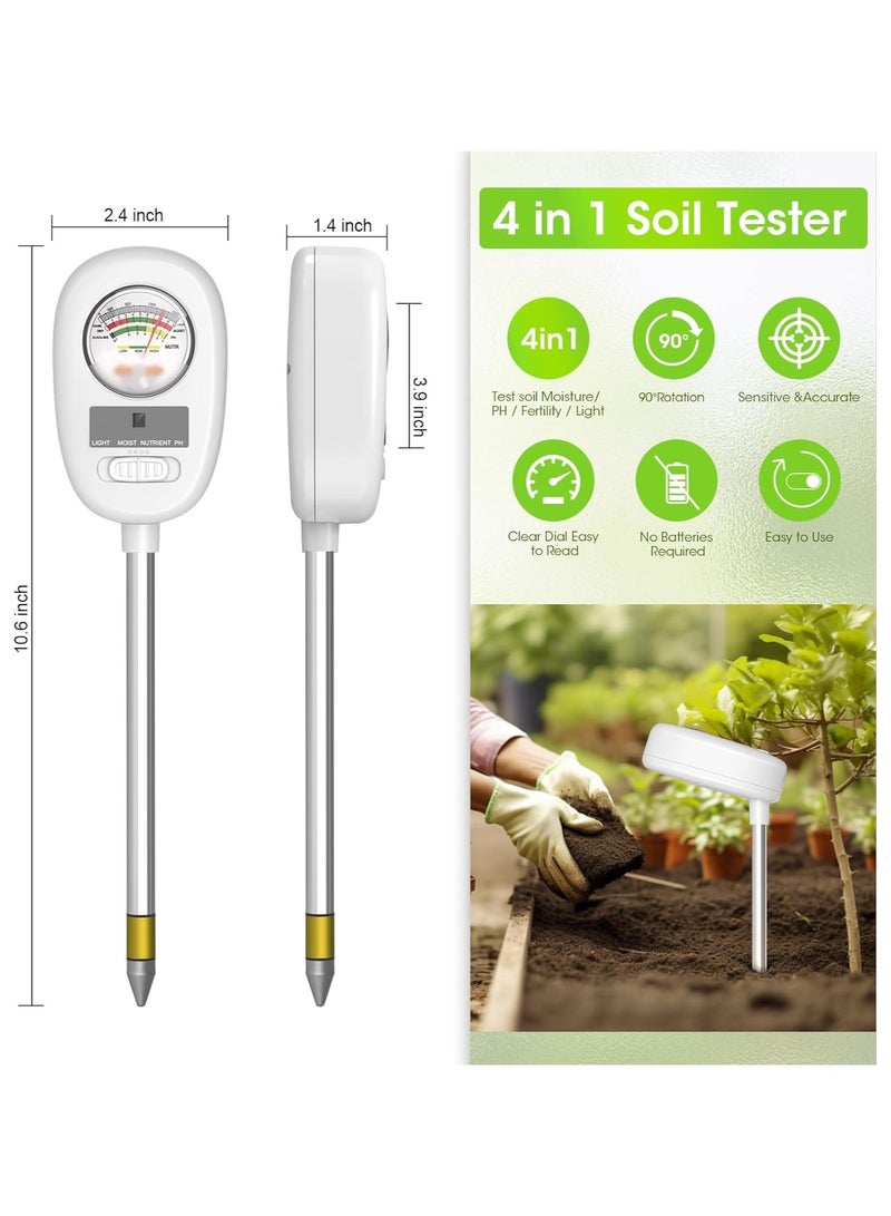 Upgraded-Soil Moisture Meter, Soil pH Meter, 4-in-1 Soil Tester, Soil Plant Water Meter, for Moisture/Light/Nutrients/pH, Moisture Meter Great for Garden, Lawn, Farm, Indoor & Outdoor Use