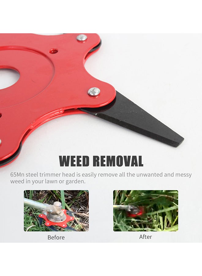 5-Leaves Outdoor Lawn Mower Head Grass Weed Trimmer Red/Black 25.4mm