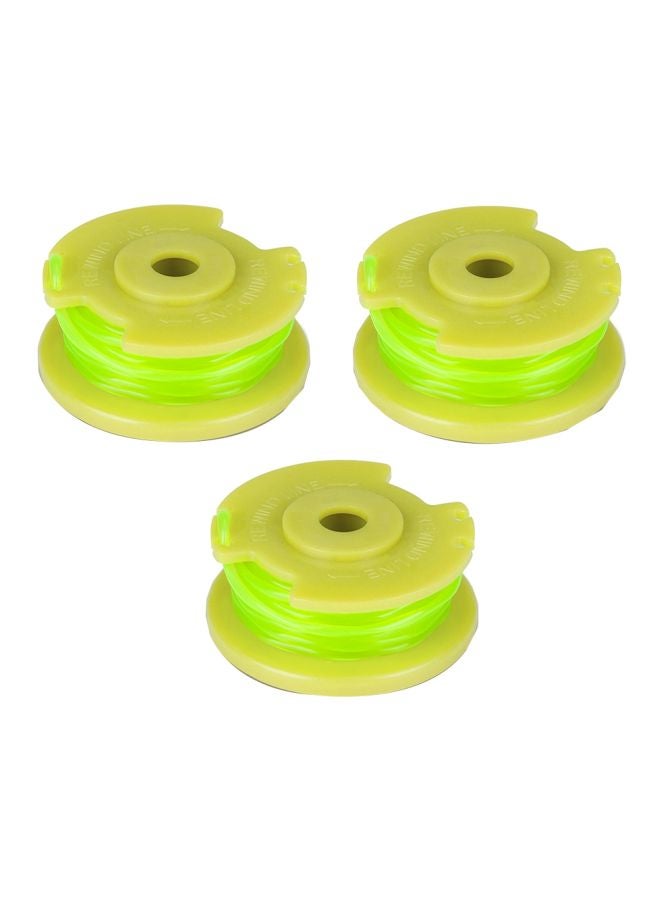 3-Piece Replaceable Automatic Mower Feed Thread Spool Green/Yellow 6x3x6cm