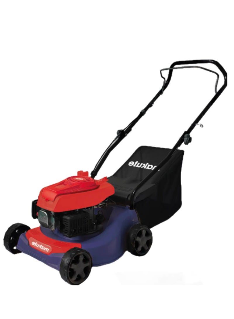 Manual Gasoline Lawn Mower, 79.8cc, 1.3kW Engine, 3.5HP, 3000 RPM, 16-Inch Cutting Width, Adjustable Heights, Large 45L Grass Bag, High Speed Efficiency, QLM111-16