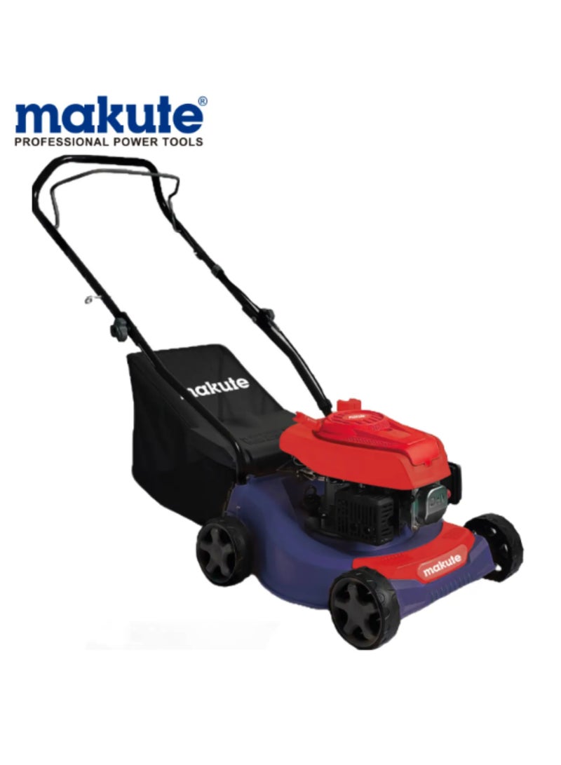 Manual Gasoline Lawn Mower, 79.8cc, 1.3kW Engine, 3.5HP, 3000 RPM, 16-Inch Cutting Width, Adjustable Heights, Large 45L Grass Bag, High Speed Efficiency, QLM111-16