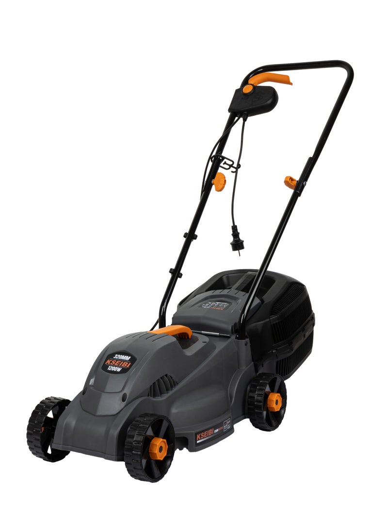 Electric Lawn Mower, 1200W Lawn Mower for Small Yards, Compact & Lightweight Push Lawn Mower, Folding Handle, Adjustable Cutting Height, Corded Push Lawn Mowers for Garden Yard.