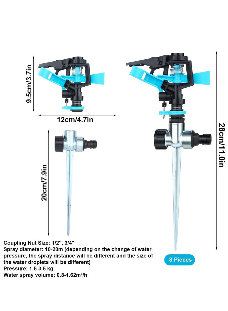 360° Automatic Lawn Sprinklers - 4 Pack Adjustable Zinc Alloy Pulsating Irrigation System for Efficient Yard Watering