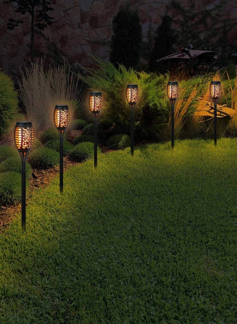 Solar Lights Upgraded Camping Light 58CM IP65 Waterproof Flickering Flames 33 LED Torches Lights Outdoor Solar Landscape Decoration Lighting Auto On/Off Pathway Lights For Garden Patio Yard 6 Pcs