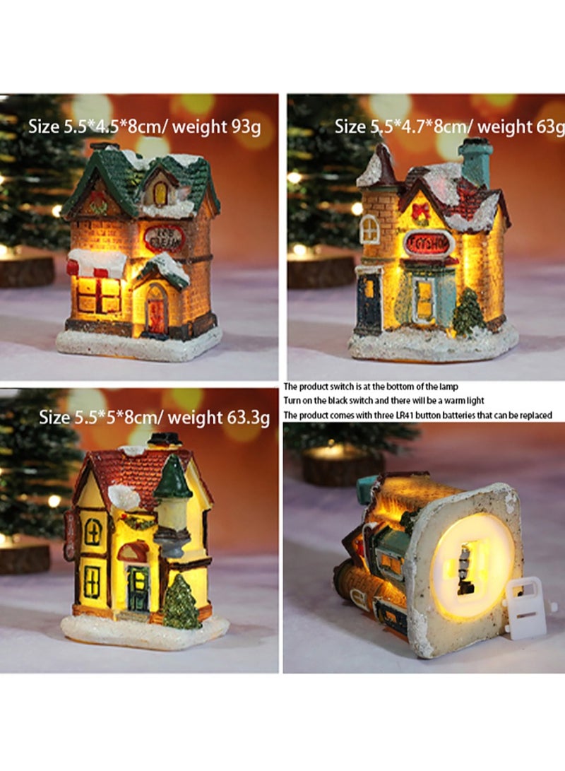 3PCS Resin Light House LED Mini Light House Battery Powered Snow House Scene Light Ornaments Suitable for Indoor and Outdoor Decoration Collection of Buildings (Snow House Lantern)