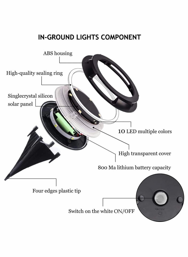 Solar Ground Lights Outdoor, Multi-Color Auto-Changing Solar Outdoor Lights（4pcs）