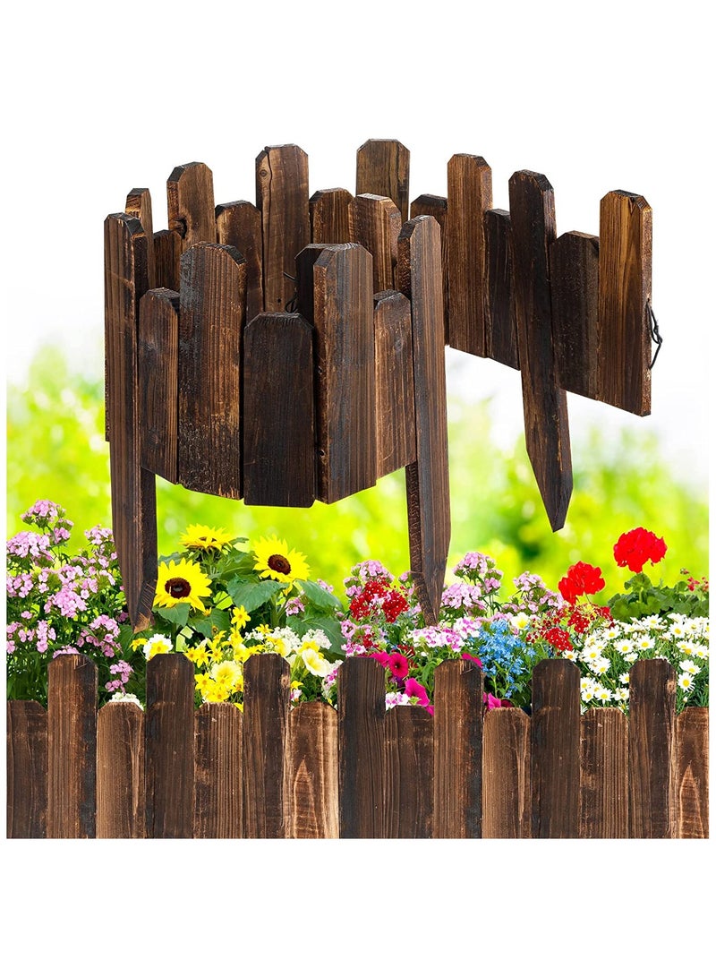 Wooden Picket Fence Garden Edging Border Brown 120x30x1cm
