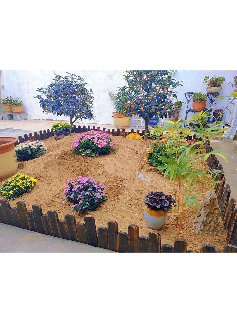 Wooden Picket Fence Garden Edging Border Brown 120x30x1cm