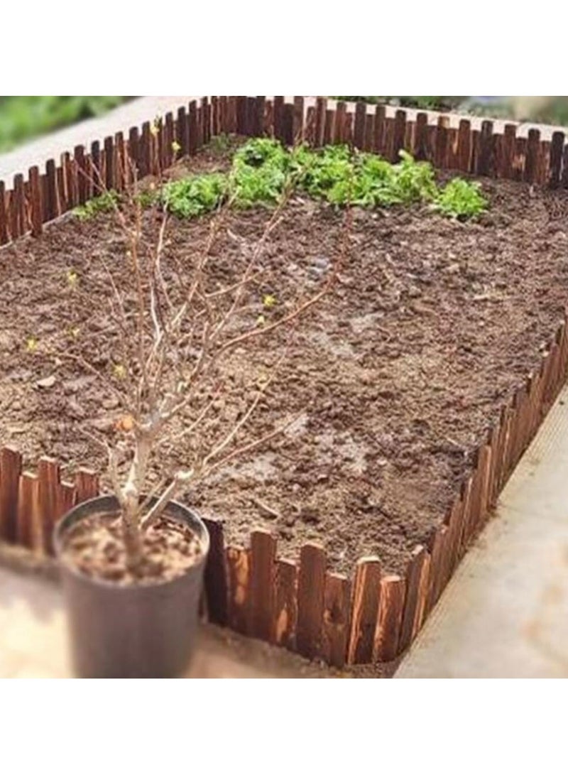 Wooden Picket Fence Garden Edging Border Brown 120x30x1cm