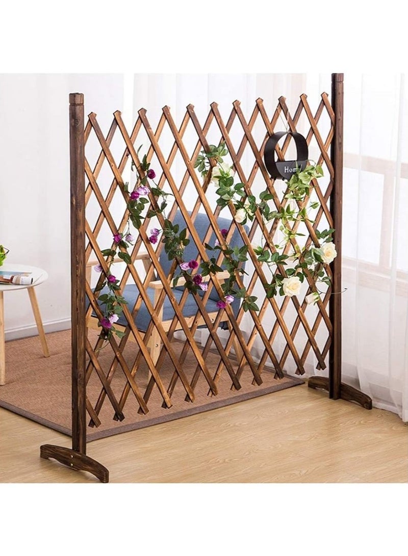 Wooden Trellis Fence Free Stand Lattic Fence Brown 98x120x10cm