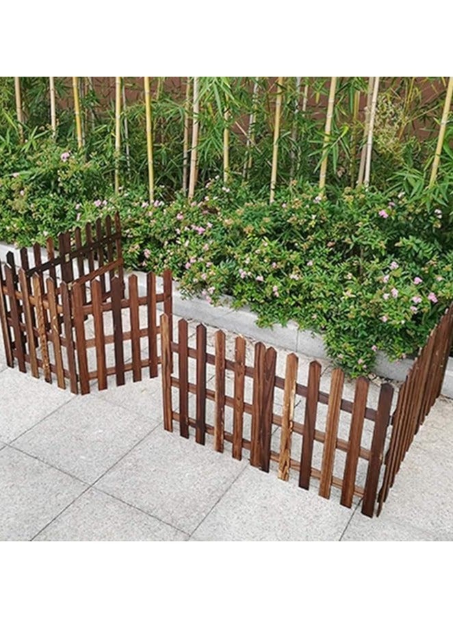 Wooden Picket Fence Interlocking Garden Edging Border Brown 160x50x1cm