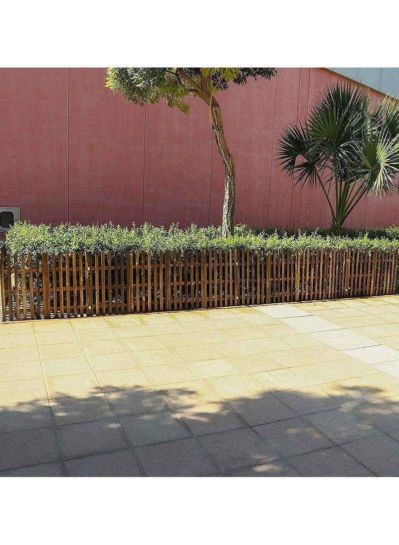 Wooden Picket Fence Interlocking Garden Edging Border Brown 160x50x1cm
