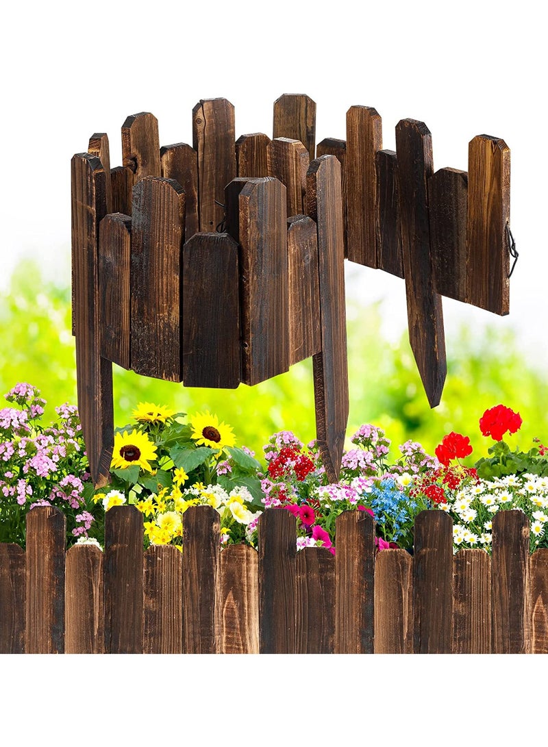 Wooden Picket Fence Garden Edging Border Brown Animal Barrier 120x35x1cm