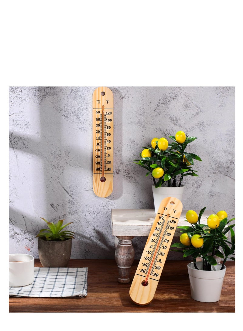 Wall Thermometer, Indoor Outdoor Thermometers, 10.5 Inch Wooden Double Scales Thermometer, for Home, Office, Patio, Porch, Warehouse, Greenhouse Garden Weather (3 Pcs)